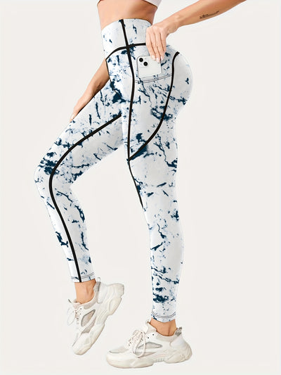 3pcs High-Waist Tummy Control Yoga Leggings with Pocket - Butt Lifting, Stretchy Sports Pants in Vibrant & Subdued Print for Women