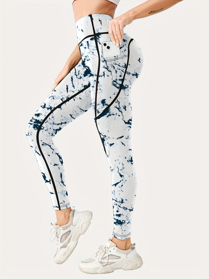 3pcs High-Waist Tummy Control Yoga Leggings with Pocket - Butt Lifting, Stretchy Sports Pants in Vibrant & Subdued Print for Women