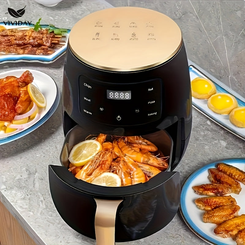 British household air fryer intelligent touch display screen electric fryer suitable for roasted chicken, french fries, chicken wings large capacity electric fryer kitchen air fryer