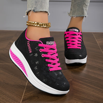 Women's Platform Sneakers, Casual Lace Up Outdoor Shoes, Comfortable Low Top Sport Shoes Autumn Shoe