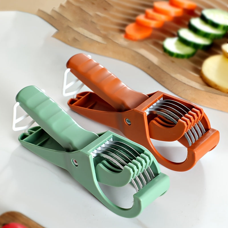 RZSYZH Multifunctional Vegetable and Fruit Slicer - Ergonomic Green Kitchen Cutter with Adjustable Blade, Durable Polypropylene for Carrots, Cucumbers, Tomatoes, and More, Vegetable Slicer And Chopper