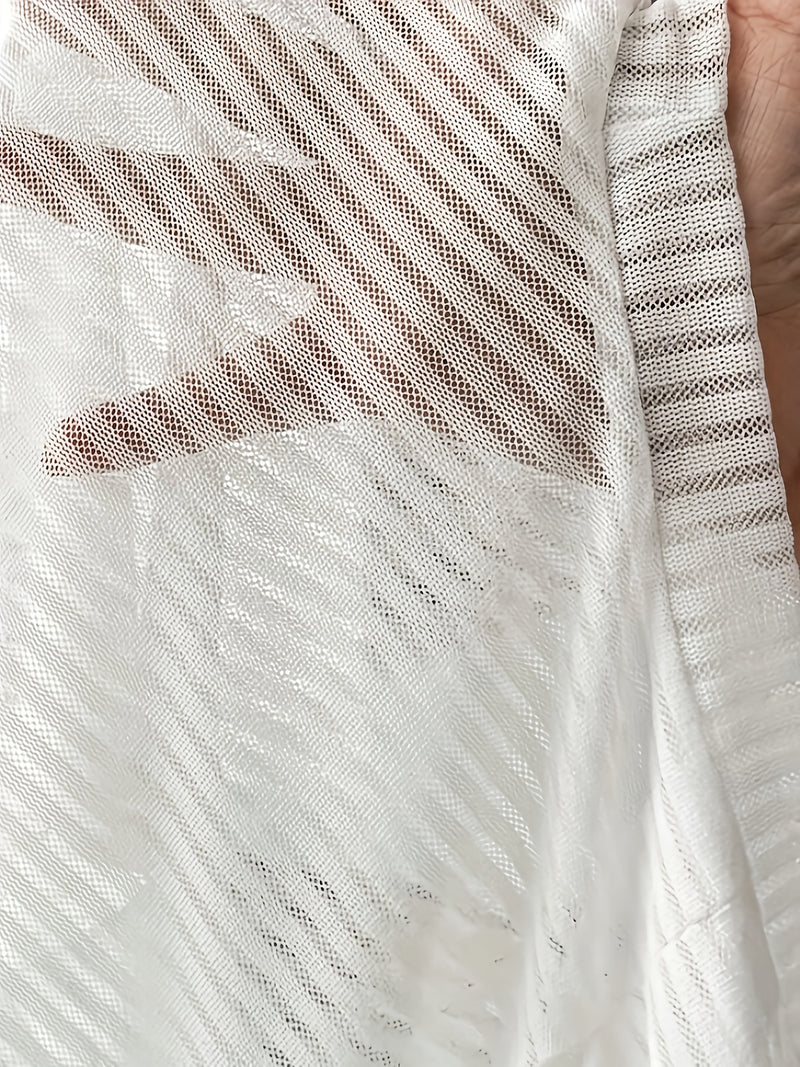 Plus Size Fashion Sports Yoga Letter Print Striped Mesh T-Shirt Two-Piece Set