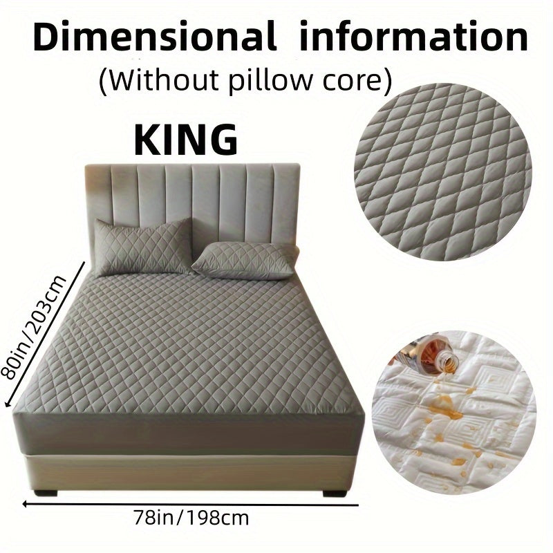 2/3pcs Set of Quilted Waterproof Bed Cover in Multiple Colors, Waterproof Mattress Protector, Bed Cover And Pillowcase Set, Non-Slip Full Coverage Bed Cover.
