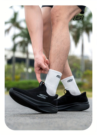 Skechers Men'S Breathable Mesh Slip-On Sneakers - Lightweight Casual Sneakers with EVA Cushioned Sole, White & Gray Design for Running, Walking, and Casual Attire, Summer Footwear, Sleek Shoe Design, Comfortable Fit, Skecher