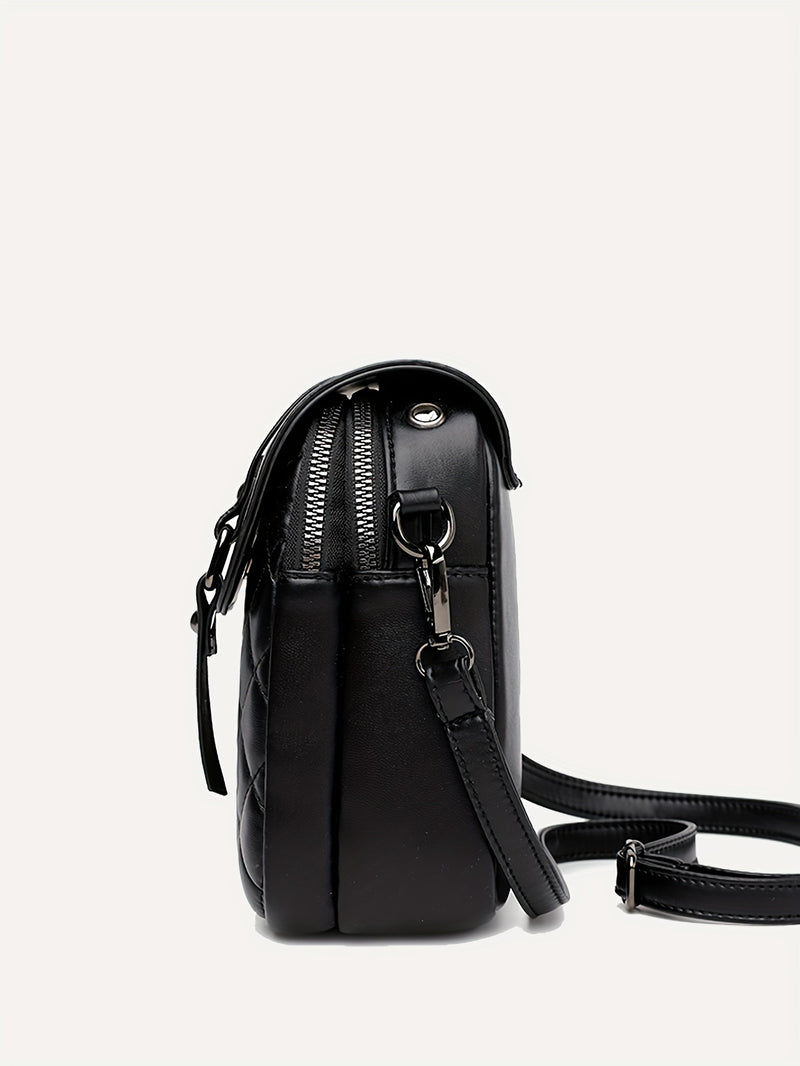 Mini Argyle Quilted Crossbody Bag, Fashion Flap Mobile Phone Bag, Women&