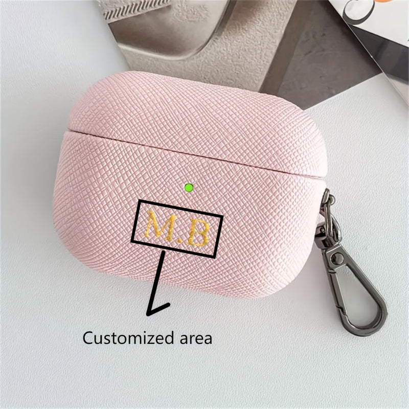 Personalized Initials Letters Customize New Earphone Case for Airpods 1 2 3 4 Pro 2 Luxury Cross Pattern with Keychain Cover, Synthetic Faux Leather, with Keychain, for Airpods Case | Luxury Design | Durable Earphone Case, Ea