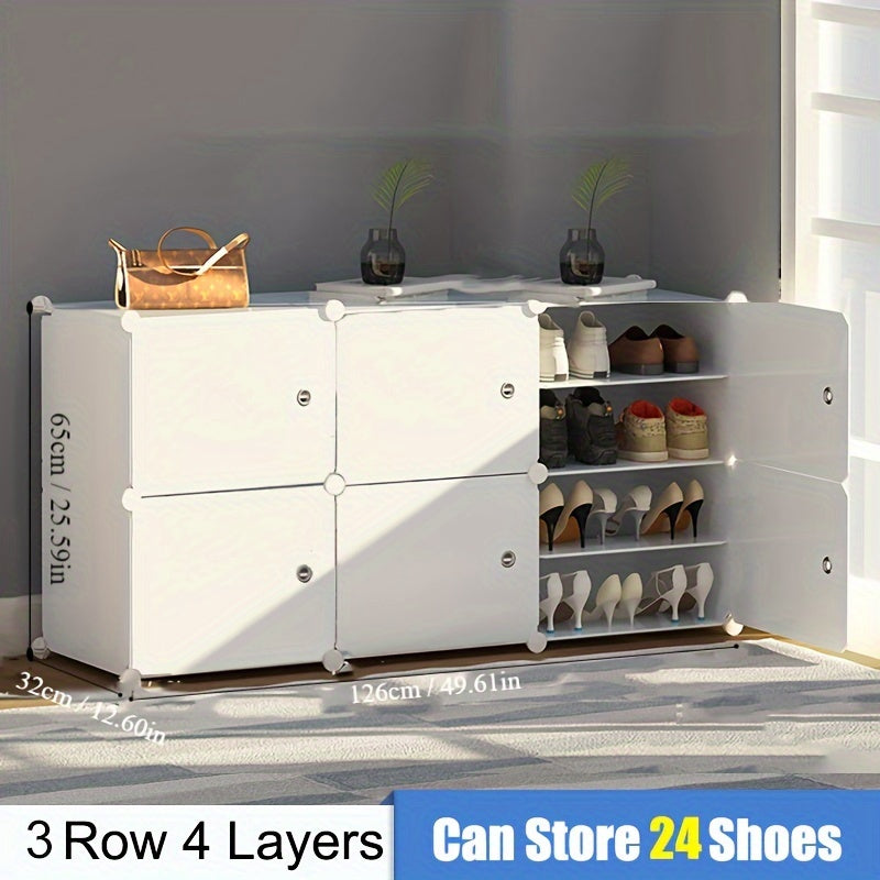 Expandable Shoe Rack with Doors - Portable Organizer for 8-60 Pairs of Shoes, Boots & Slippers - No Assembly Required