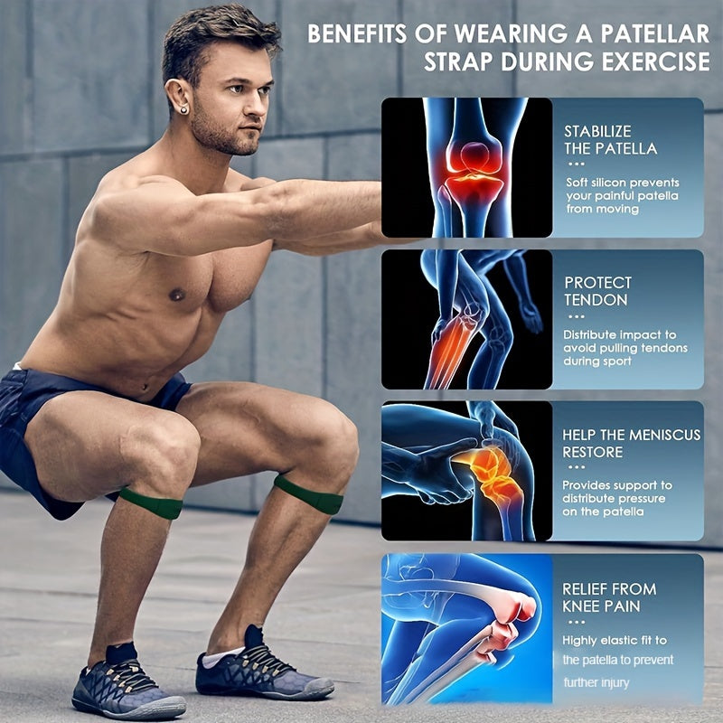 Silicone Patella Support Strap - Knee Stabilizer & Brace for Running, Basketball & Outdoor Sports - Includes Box & Bag