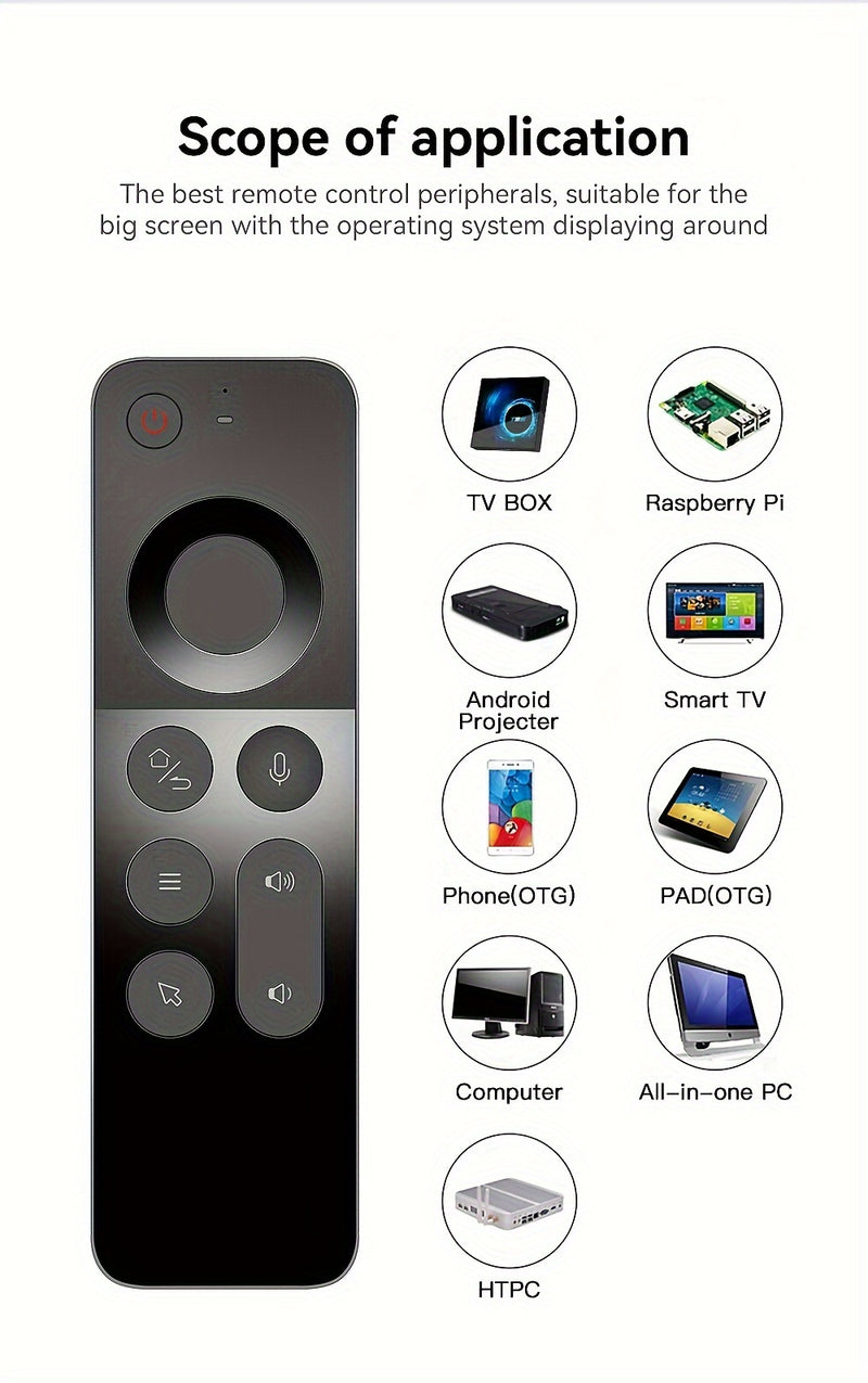 2.4G Universal Remote Control with Voice Command, Gesture Control, IR Learning, and Mini Keyboard - Programmable for Smart TV & Devices, Device Control Solution, Entertainment System Management, Programmable Remote Control, V