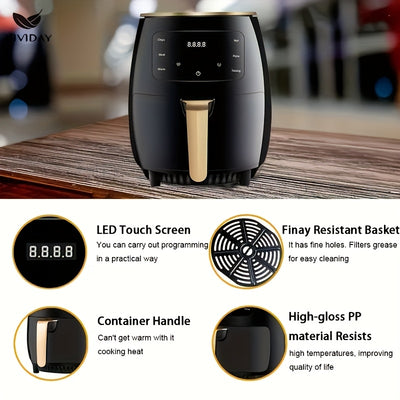 British household air fryer intelligent touch display screen electric fryer suitable for roasted chicken, french fries, chicken wings large capacity electric fryer kitchen air fryer