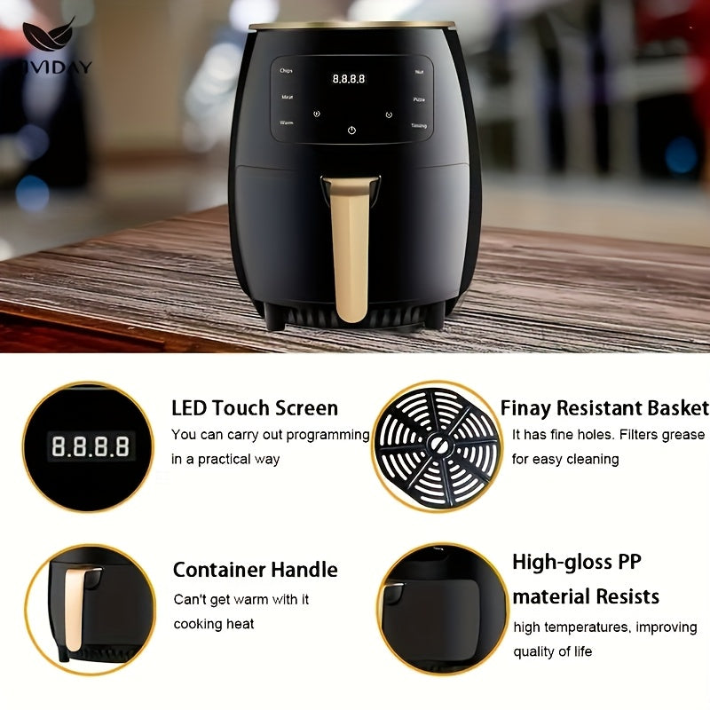 British household air fryer intelligent touch display screen electric fryer suitable for roasted chicken, french fries, chicken wings large capacity electric fryer kitchen air fryer