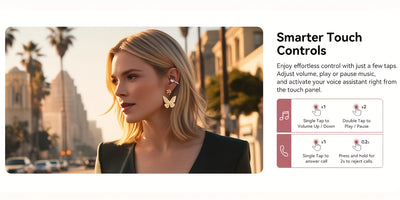 i121 Wireless Clip-On Headphones with Detachable Gemstone Earrings - 10mm Drivers, Hi-Res EQ Sound, Noise Cancellation, Clear Calls, Compatible with All Smartphones, Sports Workout & Halloween Gift, Headphones For Music, Work