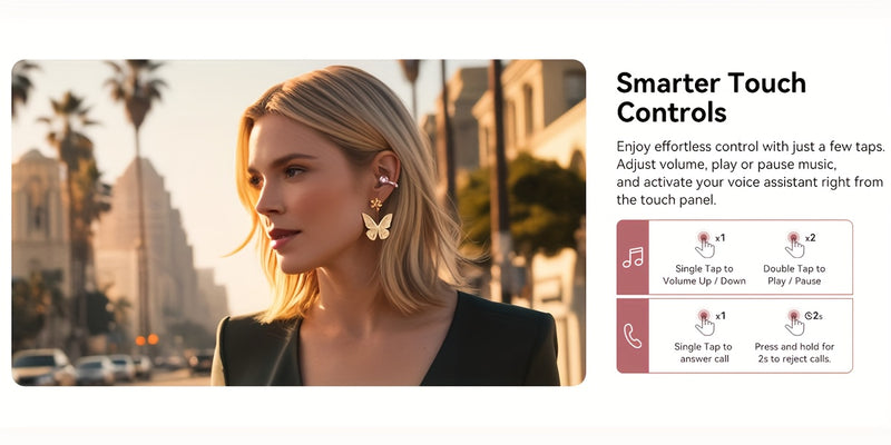 i121 Wireless Clip-On Headphones with Detachable Gemstone Earrings - 10mm Drivers, Hi-Res EQ Sound, Noise Cancellation, Clear Calls, Compatible with All Smartphones, Sports Workout & Halloween Gift, Headphones For Music, Work