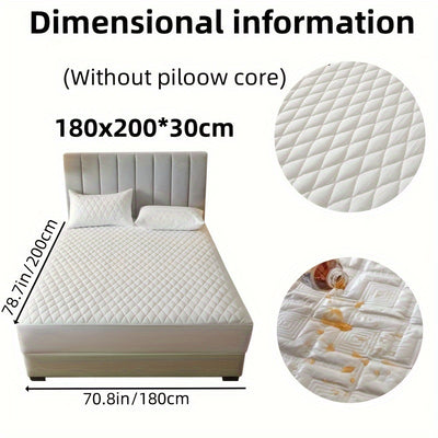 2/3pcs Set of Quilted Waterproof Bed Cover in Multiple Colors, Waterproof Mattress Protector, Bed Cover And Pillowcase Set, Non-Slip Full Coverage Bed Cover.