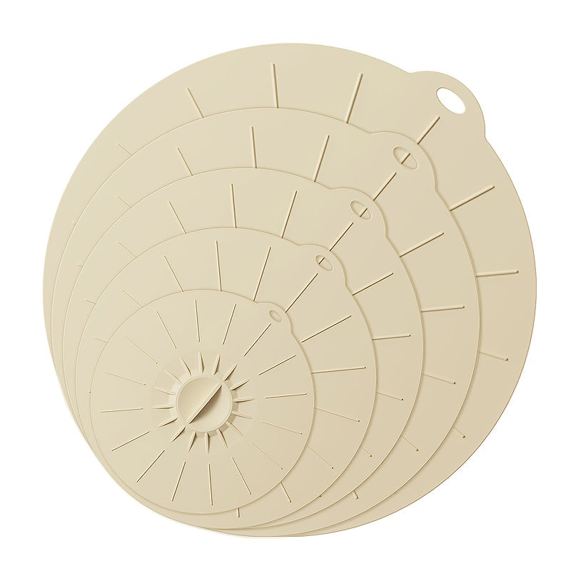 5pcs Silicone Bowl Lids Set - Heat Resistant, Reusable Suction Covers for Bowls, Cups, Plates, Pots, Pans - Food Contact Safe Microwave Splatter Guards, Kitchen Essentials