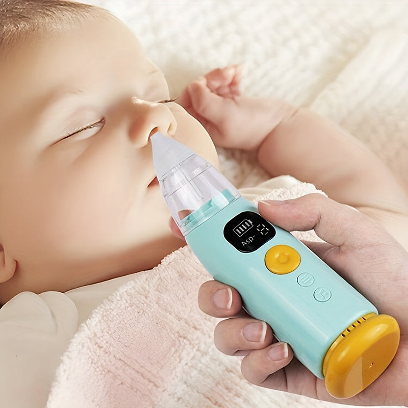 1pc Portable Electric Baby Nasal Cleaner - Soothing Music and Soft Lighting - 3 Adjustable Suction Levels, 3 Soft Silicone Tips, to Clear Nasal Mucus, Suitable for Home Use