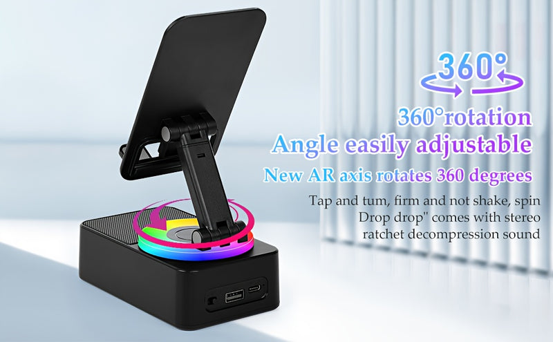 Wireless Speaker with Phone Holder, Stereo Sound, Mobile Phone Stand, Speaker with Non-Slip Base, Subwoofer Speaker - Perfect for Indoor and Outdoor Use, Desktop, Party - Ideal Gift for Family, and Friends - Suitable gifts fo