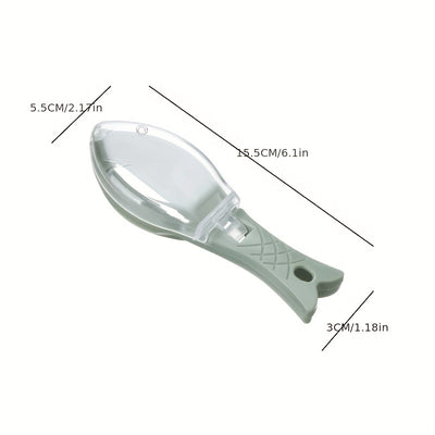 مكشطة قشور السمك قطعة واحدة، مزيل قشور السمك المنزلي، صندوق قشور السمك مع مساحة تخزين، مكشطة مريحة وسهلة الغسل، أدوات مطبخ