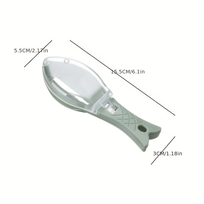 مكشطة قشور السمك قطعة واحدة، مزيل قشور السمك المنزلي، صندوق قشور السمك مع مساحة تخزين، مكشطة مريحة وسهلة الغسل، أدوات مطبخ