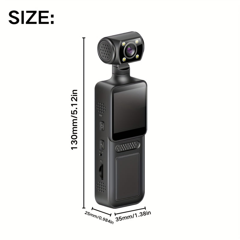 4K handheld stabilizer pocket sports camera, 4K HD camera with 180 ° rotating lens, 1.3-inch screen, portable rechargeable, Vlog camera, suitable for action shooting