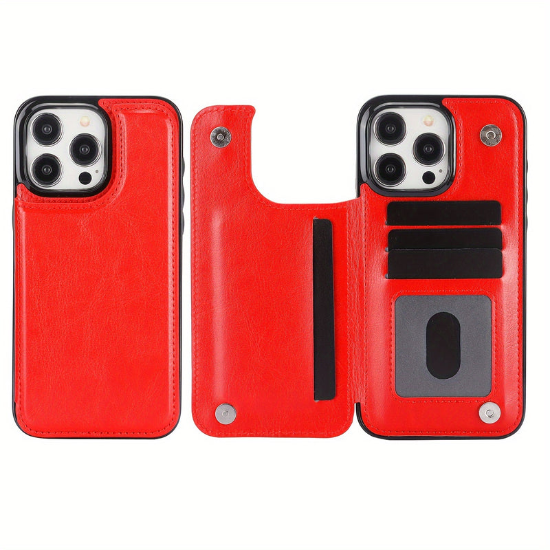 جراب iPhone قابل للطي من الجلد الصناعي عالي الجودة مع فتحات للبطاقات وحامل مقاوم للصدمات متوافق مع موديلات مختلفة بما في ذلك X XR XS Max 11 pro 12 pro 13 pro 14 15 16 SE 6 7 8 plus