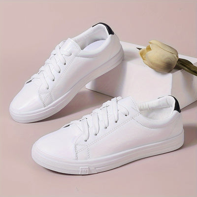 Women's Trendy Flat Sneakers, Casual Lace Up Outdoor Shoes, Comfortable Low Top Sport Shoes