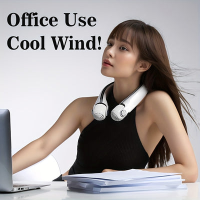 1pc 2025 New Portable Neck Fan, Bladeless Fan, Upgraded with Rotatable Airflow Direction, 360° Surround Outlet, Wearable Neck Fan Rechargeable, Perfect for Outdoor, Sports, Camping, Travel Use