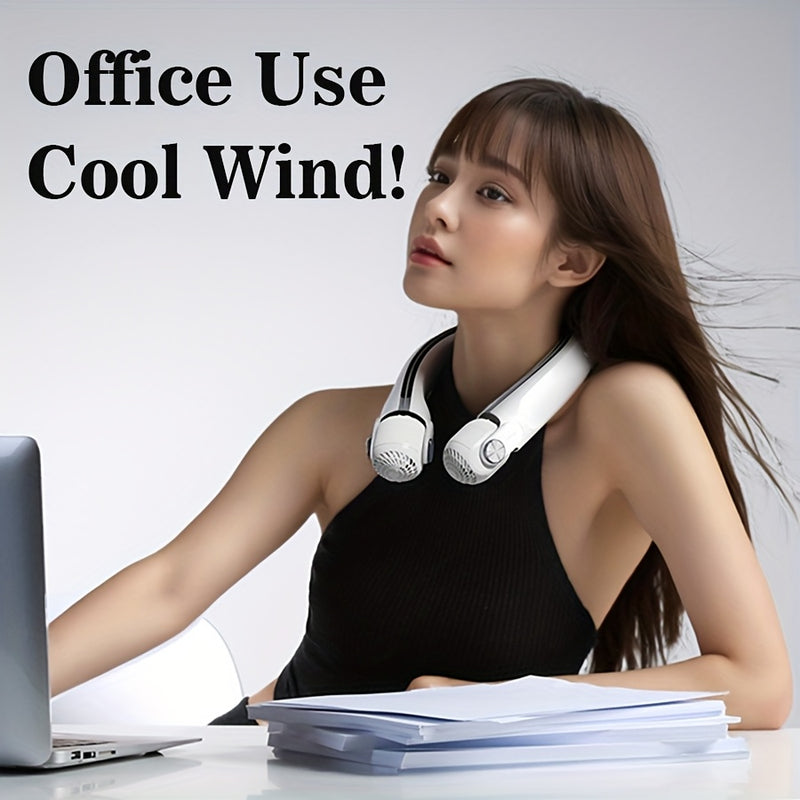 1pc 2025 New Portable Neck Fan, Bladeless Fan, Upgraded with Rotatable Airflow Direction, 360° Surround Outlet, Wearable Neck Fan Rechargeable, Perfect for Outdoor, Sports, Camping, Travel Use