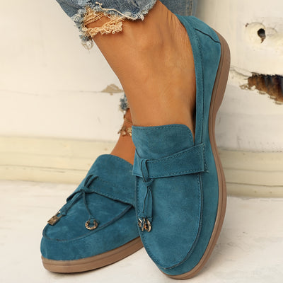 Women's Flat Shoes, Casual Slip On Outdoor Shoes, Comfy Walking Shoes With Solid Color Pendant