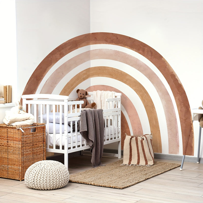 A Set of 5 Creative Hand-Painted Bohemian Style Large Rainbow Feature Beautification Wall Stickers Living Room Bedroom Corridor Entrance Kitchen Bathroom Background Wall Decoration Stickers ATW6117