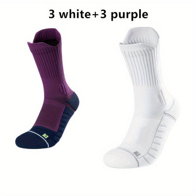 3/6/10 Double Large Size Thick Autumn And Winter Warm Pressure Relief Shockproof Non-Slip Sports Socks for Basketball, Football, Running, And Hiking for Men