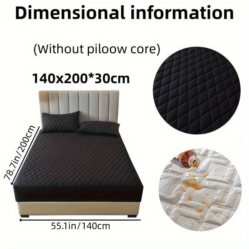 2/3pcs Set of Quilted Waterproof Bed Cover in Multiple Colors, Waterproof Mattress Protector, Bed Cover And Pillowcase Set, Non-Slip Full Coverage Bed Cover.