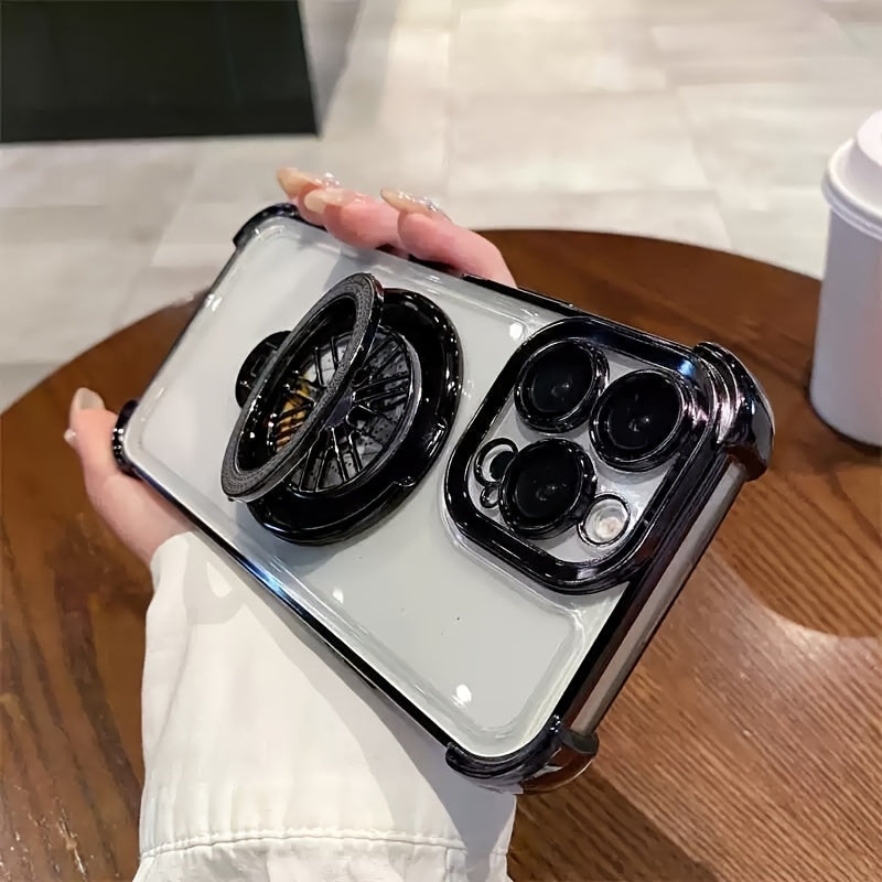 Four-corner Anti-fall Decompression Hub Bracket Mobile Phone Case Suitable For 16 15 14 13 12 11 Plus Pro Max