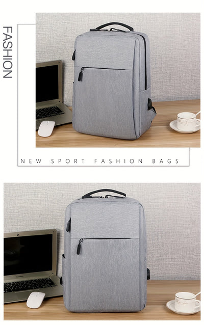 1pc Lightweight Laptop Bag - Durable Fabric Business Backpack with Adjustable Shoulder Straps, Multiple Compartments & Zipper Closure for School, Travel, Work - Grey, Backpack for Travel, Casual Style, Sturdy Construction