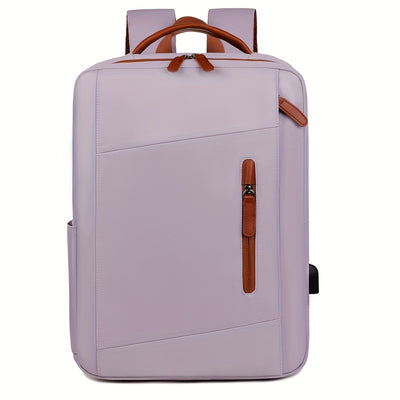 Stylish Lightweight Laptop Backpack - Adjustable Shoulder Straps, Multiple Compartments, USB Charging Port, Perfect for Commuting, School, Travel & Business, Casual Style, Polyester Lining, Secure Zipper Closure, Laptop Carry