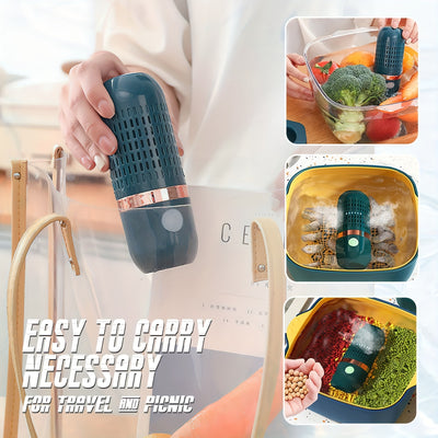 جهاز تنظيف الفواكه والخضروات، منظف الفواكه والخضروات، جهاز تنقية الطعام اللاسلكي USB، جهاز تنظيف لغسل الفواكه والخضروات والأرز واللحوم وأدوات المائدة (أزرق)