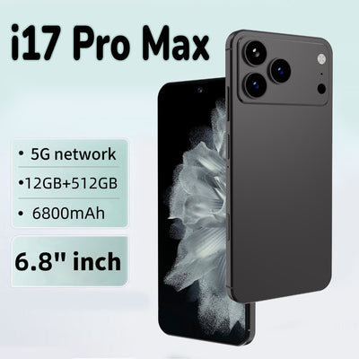I17 Pro Max The global version of the smartphone, equipped with the Android 14 system, features a 6.8-inch high-definition screen, 12GB of RAM and 512GB of storage space, 72MP + 108MP cameras. It is a mobile smartphone.