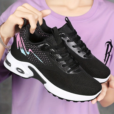 Women's lightweight and breathable knitted sports shoes with air cushion, made of soft and highly elastic fabric, comfortable for casual outdoor wear in all seasons. Women's sports shoes are suitable for wearing in all four s