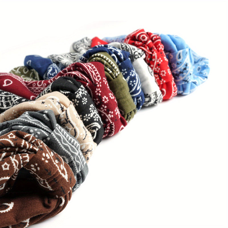 Boho Chic Paisley Turban Headband - Soft, Stretchy & Sweat-Wicking Hair Band for Yoga & Sports, Elegant Knotted Design, Women&