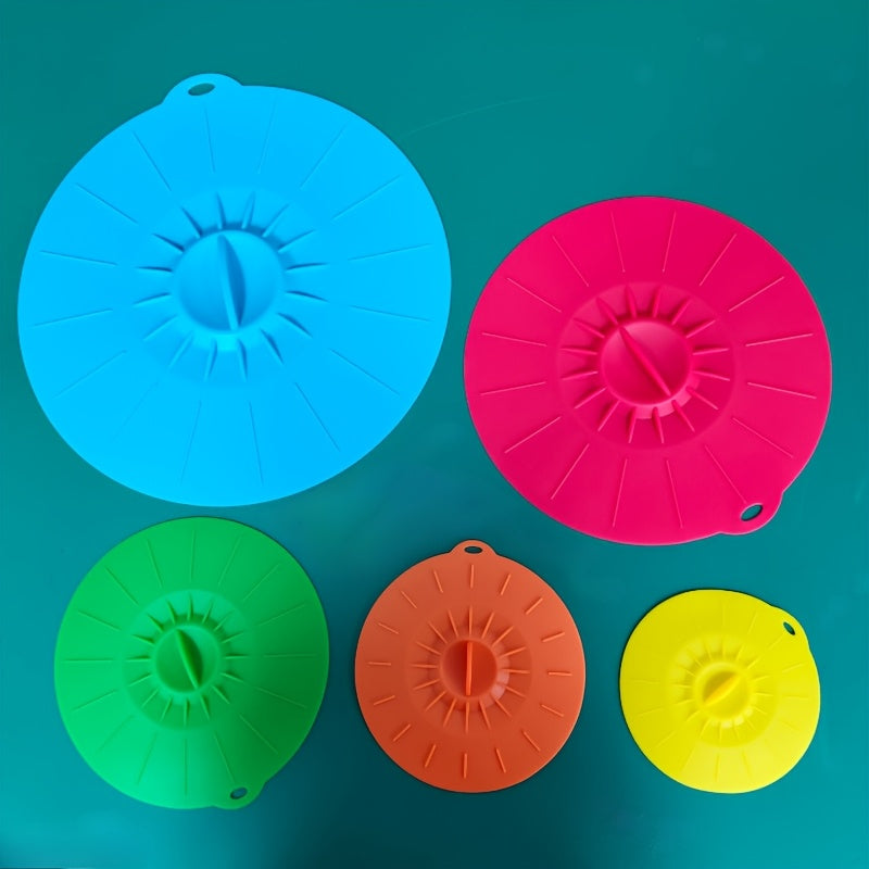 5pcs Silicone Bowl Lids Set - Heat Resistant, Reusable Suction Covers for Bowls, Cups, Plates, Pots, Pans - Food Contact Safe Microwave Splatter Guards, Kitchen Essentials