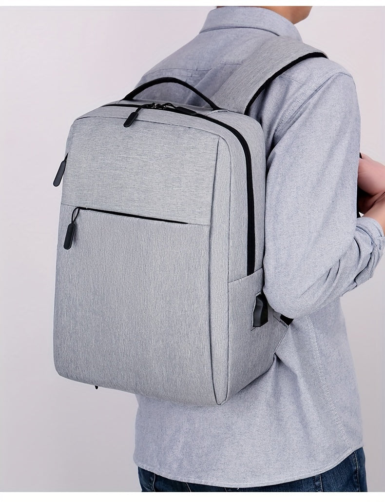 1pc Lightweight Laptop Bag - Durable Fabric Business Backpack with Adjustable Shoulder Straps, Multiple Compartments & Zipper Closure for School, Travel, Work - Grey, Backpack for Travel, Casual Style, Sturdy Construction