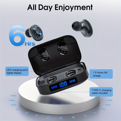 Bluetooth headphones V 5.4 version, lightweight headphones, deep bass effect, built-in microphone, clear calls, suitable for exercise.