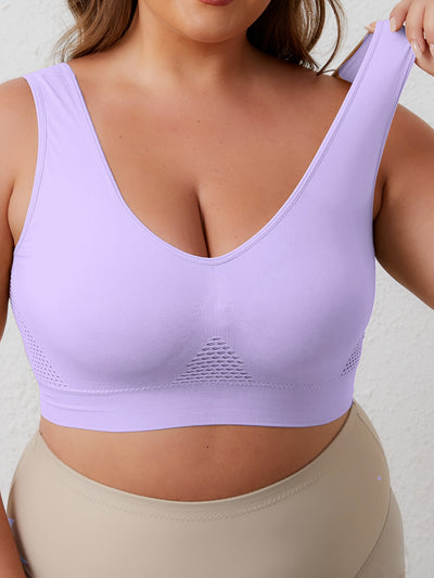 ZIMI COLLECTION Women's Plus Size High-Elasticity Sports Bra - Seamless Wireless Workout Top, Double Layer Support No Padding Needed, Non-Transparent Gym Yoga Running Bra for Everyday & Athletic Activities - All-Season Active