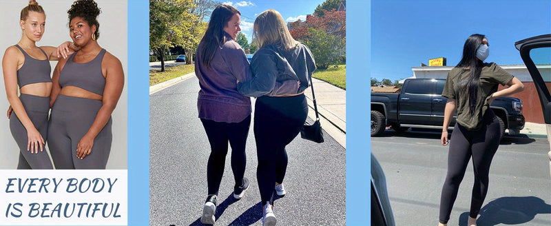 بنطال ليجنز كابري نسائي بمقاس كبير، خصر مرتفع للتحكم في البطن، مطاط 4 مرات، تفاصيل جيوب، أسود سادة، نسيج محبوك، بوليستر 92%، سباندكس 8%، 210 جم/م²، بنطال يوغا ضيق مناسب لجميع المواسم