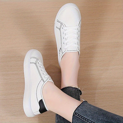 Women's Simple Canvas Shoes, Casual Lace Up Outdoor Shoes, Comfortable Low Top Sneakers