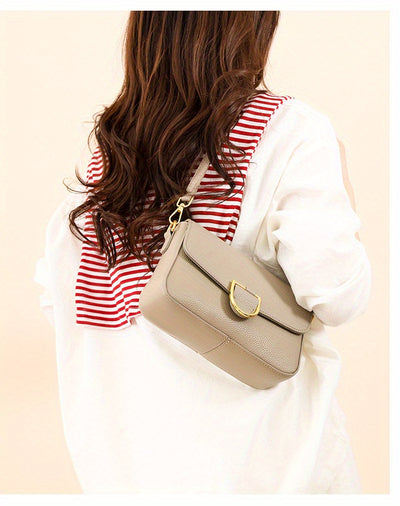 1pc Women's Top-Grain Cowhide Leather Crossbody Bag - Minimalist Square Design with Golden-Tone Hardware, Adjustable Strap & Zipper Closure, Beige/Tan/Black/Green - Casual Everyday Purse for Commuting, Work & Travel, Durable