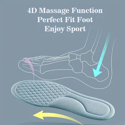 2pcs/1pair 5D Memory Sponge Men's and Women's Insoles, Super Comfortable and Breathable Insoles for Sports Shoes and Casual Running Accessories