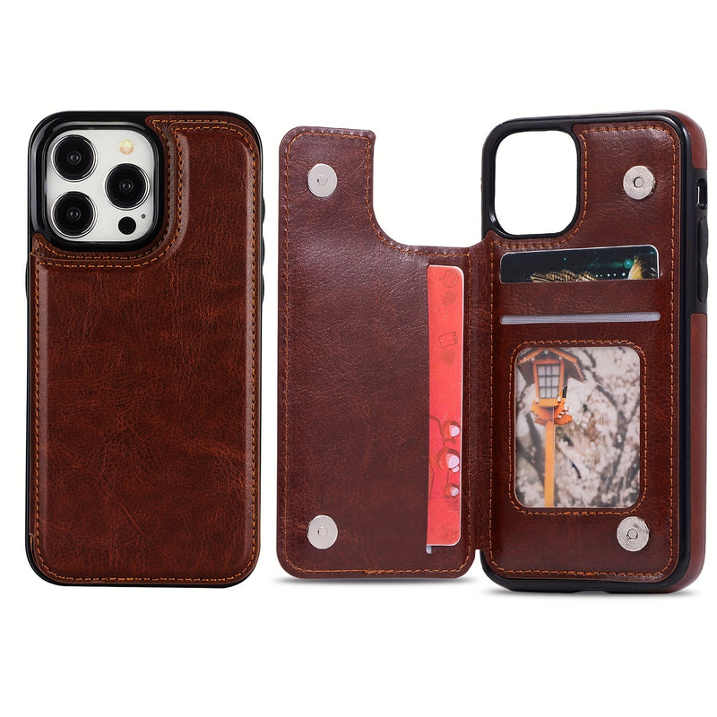 جراب iPhone قابل للطي من الجلد الصناعي عالي الجودة مع فتحات للبطاقات وحامل مقاوم للصدمات متوافق مع موديلات مختلفة بما في ذلك X XR XS Max 11 pro 12 pro 13 pro 14 15 16 SE 6 7 8 plus