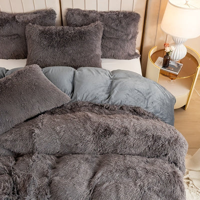 طقم غطاء لحاف فاخر من 3 قطع - غطاء سرير ناعم ومريح لجميع المواسم مصنوع من البوليستر بسحاب لغرفة النوم وغرفة الضيوف والمبيت