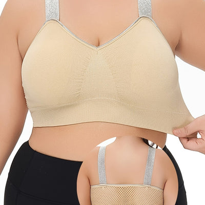 Middle Eastern Summer Thin Silvery Contrast High-End Bra Plus Size Breathable Women's Underwear Gathered Sports Lingerie with Extra Large Cups